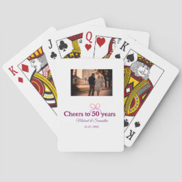 Roze strik juicht om 50 jaar trouwdag pokerkaarten