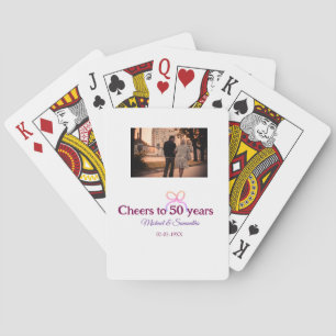 Roze strik juicht om 50 jaar trouwdag pokerkaarten