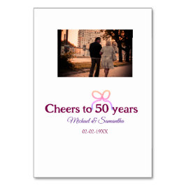 Roze strik juicht voor 50-jarig huwelijk kaart