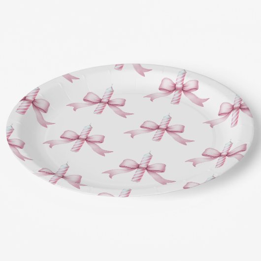 Roze strik kaarsmeisjes willen gewoon een verjaard papieren bordje (Gekanteld)