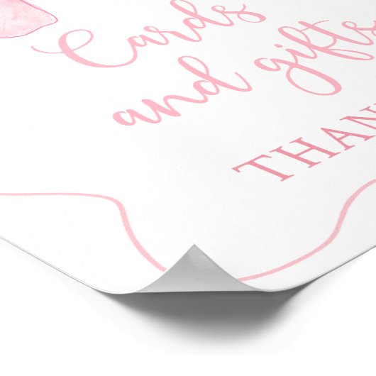 Roze Strik Kaarten en Cadeaus Verjaardag Bord Poster (Hoek)