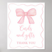 Roze Strik Kaarten en Cadeaus Verjaardag Bord Poster (Voorkant)