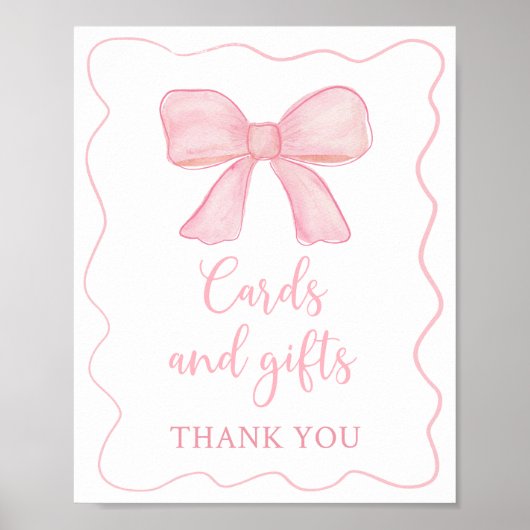 Roze Strik Kaarten en Cadeaus Verjaardag Bord Poster (Voorkant)