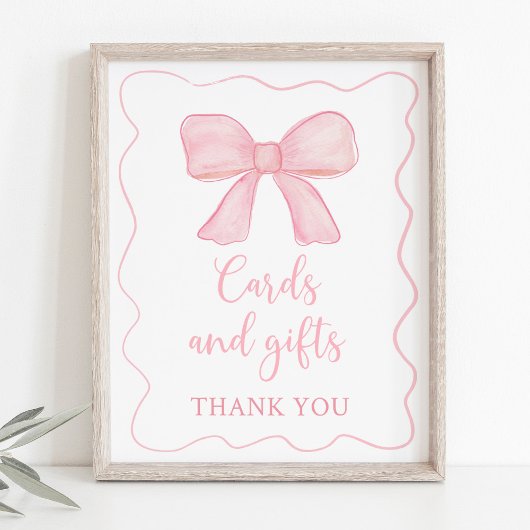 Roze Strik Kaarten en Cadeaus Verjaardag Bord Poster