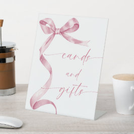 Roze strik Kaarten en geschenken Reclamebord Met Voetstuk