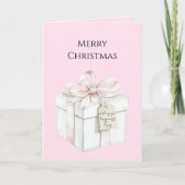 Roze Strik Kado Kerstmis Kaart (Voorkant)
