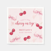 Roze strik kers baby shower servetten (Voorkant)