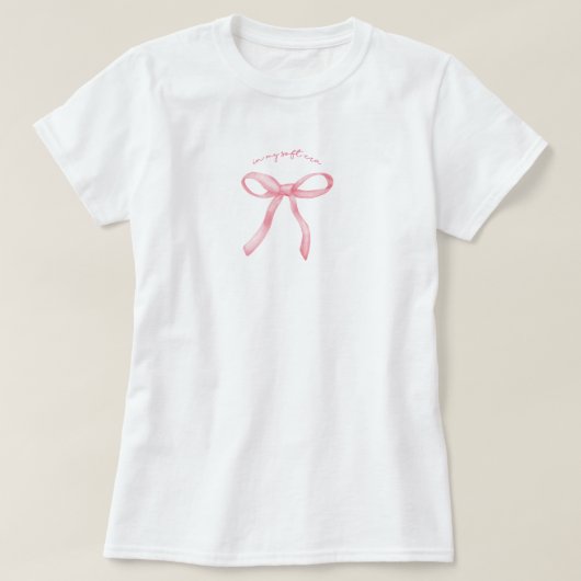 Roze strik kers soft girl t-shirt (Design voorkant)