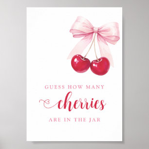 Roze Strik Kersen Baby Shower Spel Poster