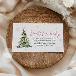 Roze strik kerstboom boeken voor baby baby shower informatiekaartje