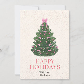 Roze Strik Kerstboom Kerstkaart Kaart