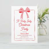 Roze Strik Kerstdiner Feestelijke Kerstparty Kaart (Staand voorkant)