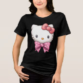Roze Strik Kitten Charme Tri-Blend Shirt (Voorkant)