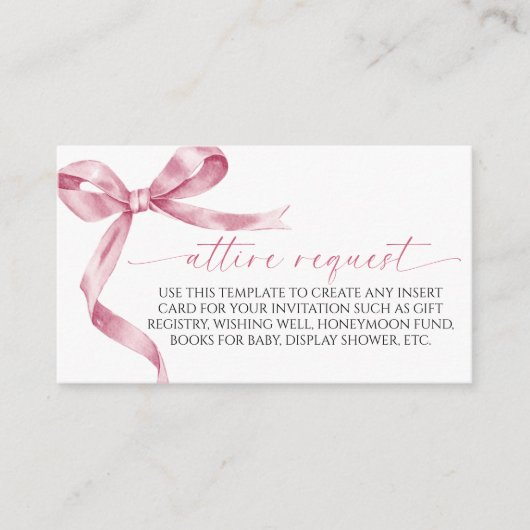 Roze Strik Kleding Verzoek Bijgevoegde Kaart (Voorkant)
