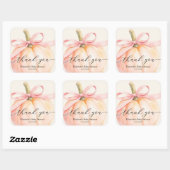 Roze Strik Kleine Pompoen Baby Shower Vierkante Sticker (Vel)