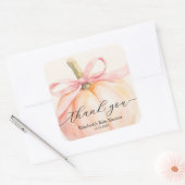 Roze Strik Kleine Pompoen Baby Shower Vierkante Sticker (Envelop)