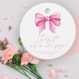 Roze strik - Knal hem als zij eruit knalt  Bedankjes Labels