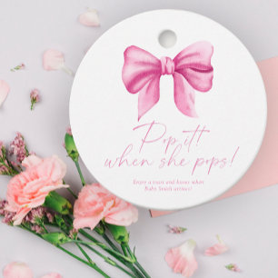 Roze strik - Knal hem als zij eruit knalt Bedankjes Labels
