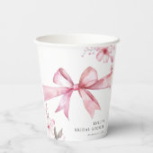 Roze Strik Knoop Aandraaien Bruidsfeest Papieren Bekers (Achterkant)