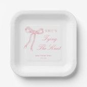 Roze Strik Knoop De Knoop Bruidsfeest Papieren Bordje (Voorkant)