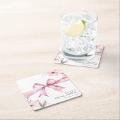 Roze Strik Knoop in de Draad Bruidsfeest Kartonnen Onderzetters (Insitu)