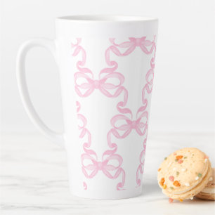 Roze strik koffiemok latte mok