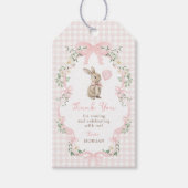 Roze Strik Konijn Ballon Verjaardag Bedankt Cadeaulabel (Voorkant)