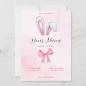 Roze strik konijn kaart (Voorkant)