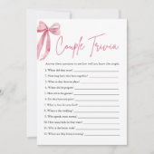 Roze Strik Koppel Trivia Bruidsfeest Spel Kaart (Voorkant)