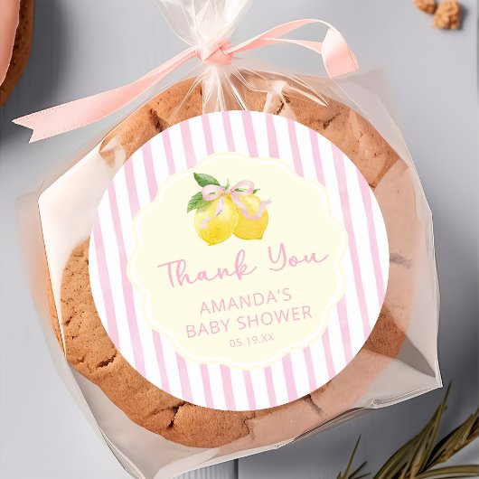 Roze Strik Lemon Baby Shower Sticker