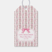 Roze Strik Liefdeshuis Baby Shower Cadeaulabel (Voorkant)