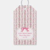 Roze Strik Liefdeshuis Baby Shower Cadeaulabel (Achterkant)