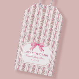 Roze Strik Liefdeshuis Baby Shower Cadeaulabel