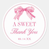 Roze Strik Liefdeshuis Fancy Zoete Dank U Geschenk Ronde Sticker (Voorkant)