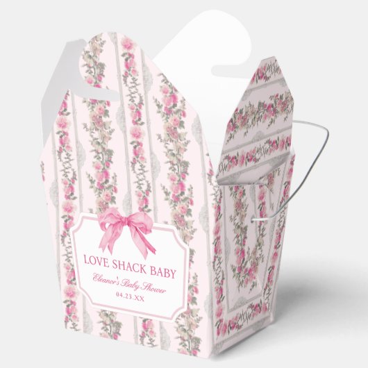 Roze Strik Liefdeshut Baby Shower Favoren Bedankdoosjes (Geopend)
