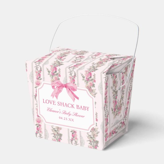 Roze Strik Liefdeshut Baby Shower Favoren Bedankdoosjes (Voorkant Zijde)