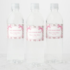 Roze Strik Liefdeshut Baby Shower Favorieten Waterfles Etiket