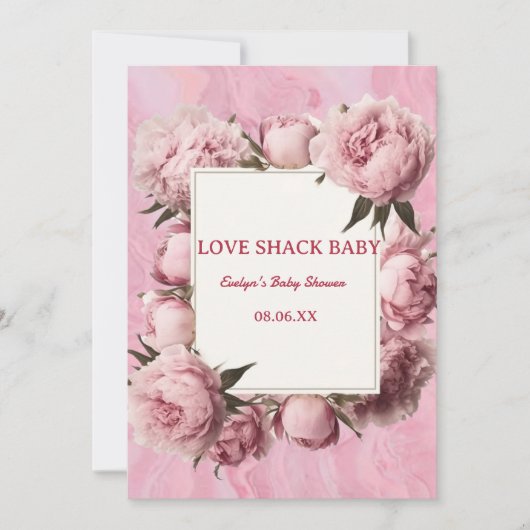 Roze Strik Liefdeshut Baby Shower Uitnodiging – El (Voorkant)