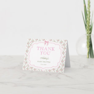 Roze Strik Liefdeshutje Schattige Baby Shower Beda Bedankkaart