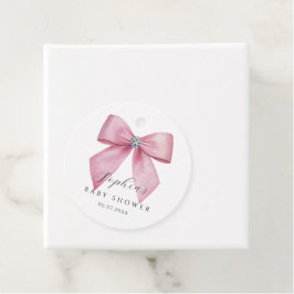 Roze Strik Lieve Baby Shower Bedankjes Labels