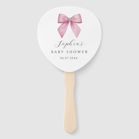 Roze Strik Lieve Baby Shower  Handwaaier (Voorkant)