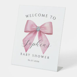 Roze Strik Lieve Baby Shower Reclamebord Met Voetstuk