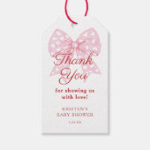 Roze Strik Lieve Schat Baby Shower Bedankt Cadeaulabel (Voorkant)