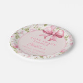 Roze Strik Lieverdij Bruidsfeest Papieren Bordje (Gekanteld)