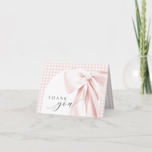 Roze Strik Lint Baby Shower Bedankkaart