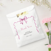 Roze Strik Lint Baby Shower Bedankzakje (Gezegeld)