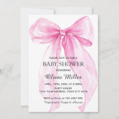Roze Strik Lint Baby Shower Kaart (Voorkant)