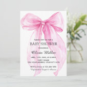 Roze Strik Lint Baby Shower Kaart (Staand voorkant)