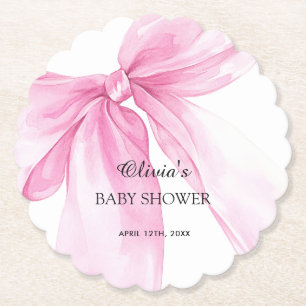Roze Strik Lint Baby Shower Kartonnen Onderzetters
