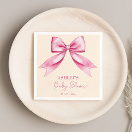 Roze strik lint baby shower schattige elegante sja servet